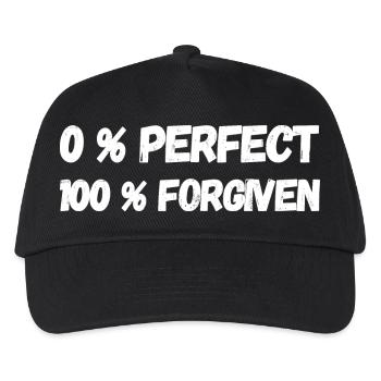 0% Perfect 100 Forgiven Jesus Glaube Geschenkidee - Kinder Basecap - Schwarz - Vorne