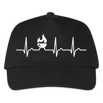 EKG Kurve - Herzkurve - Puls - Grillen - Feuerkorb - Kinder Basecap - Schwarz - Vorne