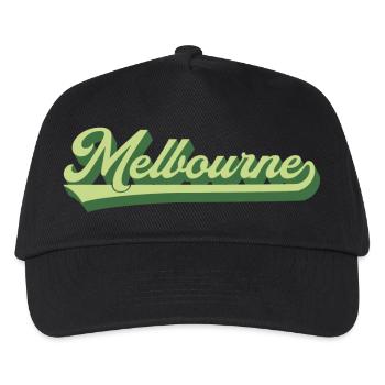 Melbourne Retro Schriftzug - Kinder Basecap - Schwarz - Vorne