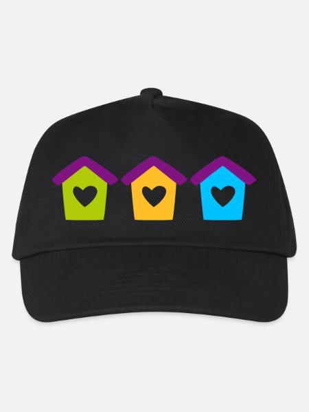 Vogelhaus Home Garten Herz Kinder bunt Haus - Kinder Basecap - Schwarz