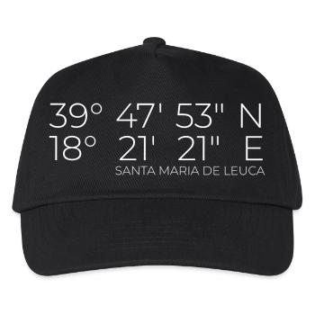 Coordinates: Santa Maria de Leuca, Apulia, Italy - Kids’ Baseball Cap - black - Front