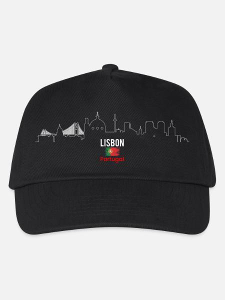 Skyline von Lissabon mit Flagge - Kinder Basecap - Schwarz