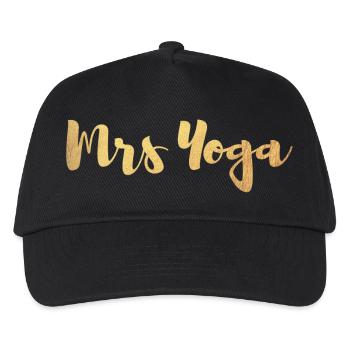 Frau Mrs. Yoga Fan Gold exklusiv Handschrift Paar - Kinder Basecap - Schwarz - Vorne