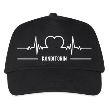 Konditorin Herzschlag Herz EKG Konditorei Beruf - Kinder Basecap - Schwarz - Vorne