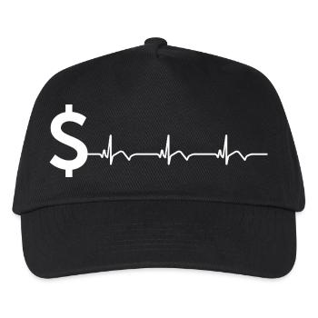 Dollar Zeichen $ EKG Herzschlag - Kinder Basecap - Schwarz - Vorne