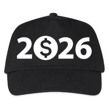 Dollar 2026, Billionaire, Millionär, Gewinn - Kinder Basecap - Schwarz - Vorne
