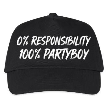 0% Verantwortung Partyboy - Kinder Basecap - Schwarz - Vorne