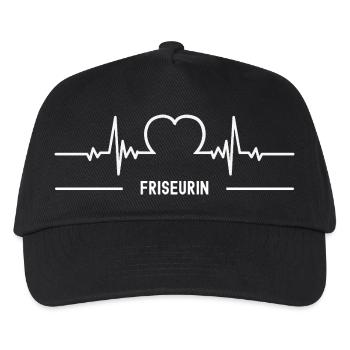Friseurin Herzschlag Herz EKG Frisörin Beruf - Kinder Basecap - Schwarz - Vorne