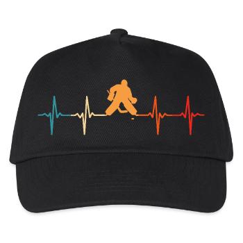 Eishockey Torwart Herzschlag Eishockey Torwart - Kinder Basecap - Schwarz - Vorne