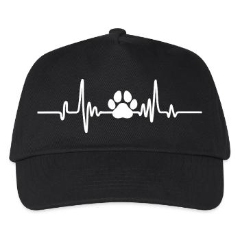 Pfote Herzschlag Hund Haustier - Kinder Basecap - Schwarz - Vorne