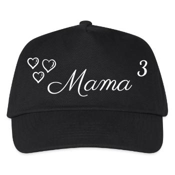 Mama mit Herzen – Mama hoch 3 - Dreifachmama - Kinder Basecap - Schwarz - Vorne