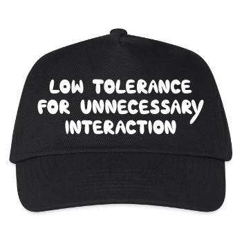 Low Tolerance For Unnecessary Interaction, White - Kids’ Baseball Cap - black - Front