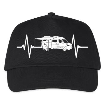 Camping love with heartbeat and motorhome - Kids’ Baseball Cap - black - Front