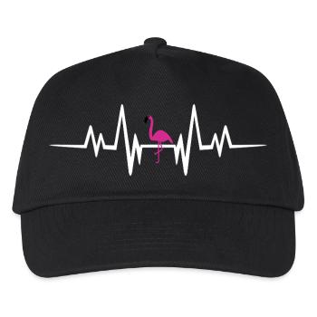 Flamingo im Herzschlag - Kinder Basecap - Schwarz - Vorne