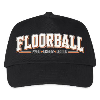 Floorball Kraft: Pass Schuss Treffer - Kinder Basecap - Schwarz - Vorne