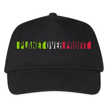 planet over profit quote - Kids’ Baseball Cap - black - Front