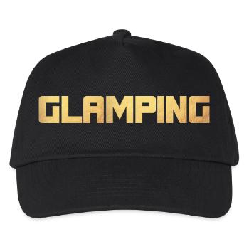 Glamping Gold Luxus Camping Camper Urlaub exklusiv - Kinder Basecap - Schwarz - Vorne
