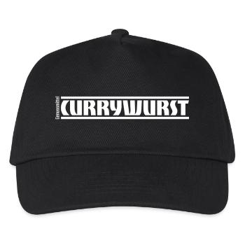 „Genussmittel“ Serie | Currywurst - Kinder Basecap - Schwarz - Vorne