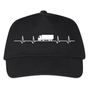 LKW Lastwagen Herzschlag Herzlinie - Kinder Basecap - Schwarz - Vorne
