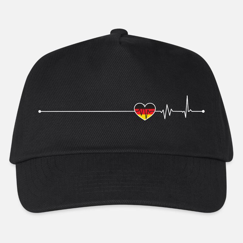 Heartbeat Deutschlandflagge - Kinder Basecap - Schwarz
