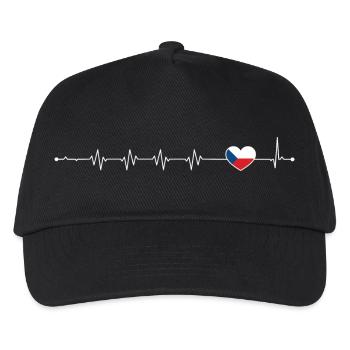 Heartbeat Flagge der Tschechischen Republik - Kinder Basecap - Schwarz - Vorne