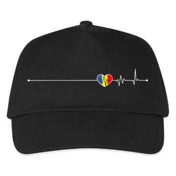 Heartbeat Rumänien Flagge - Kinder Basecap - Schwarz - Vorne