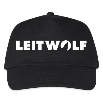 Leitwolf Schriftzug in weiß - Kinder Basecap - Schwarz - Vorne