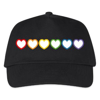 Regenbogen LGBT Herzen white lgbt tshirt - Kinder Basecap - Schwarz - Vorne