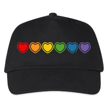 LGBT Regenbogenherzchen - Kinder Basecap - Schwarz - Vorne