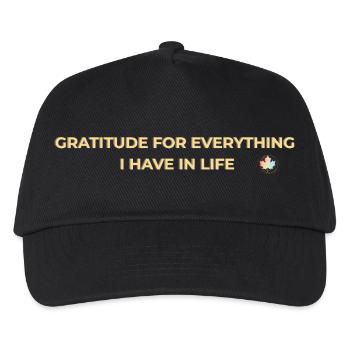 Gratitude – Dankbarkeit und Achtsamkeit Gold - Kinder Basecap - Schwarz - Vorne