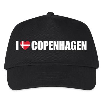 I love Copenhagen Dänemark Kopenhagen - Kinder Basecap - Schwarz - Vorne