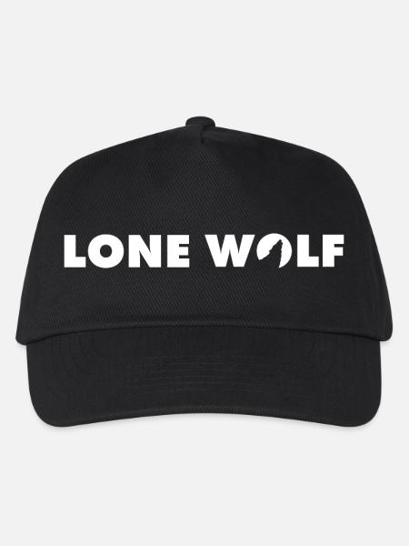Lone wolf Schriftzug in weiß - Kinder Basecap - Schwarz