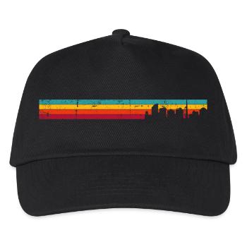 Retro Skyline Sunset Stripes - Kids’ Baseball Cap - black - Front