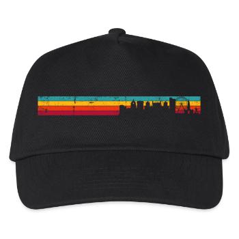 Retro Skyline Sunset Silhouette - Kids’ Baseball Cap - black - Front