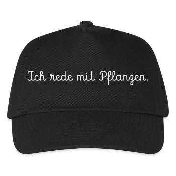 Ich rede mit Pflanzen Spruch Statement T-Shirt - Kinder Basecap - Schwarz - Vorne