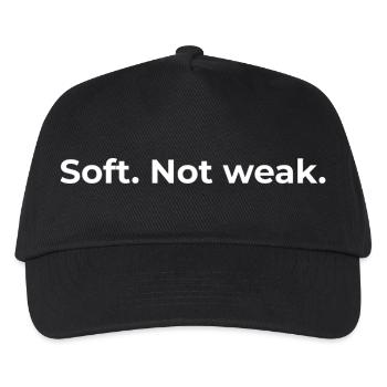 Empowered Quote | Soft Not Weak - White - Kids’ Baseball Cap - black - Front