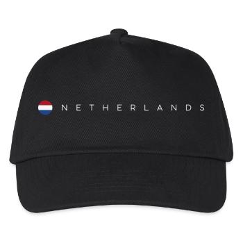 Flagge Niederlande - Kinder Basecap - Schwarz - Vorne
