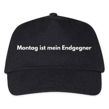 Montag Endgegner – Lustiger Spruch - Kinder Basecap - Schwarz - Vorne