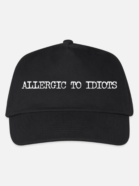 Allergic to Idiots Typografie Spruch minimalistisc - Kinder Basecap - Schwarz