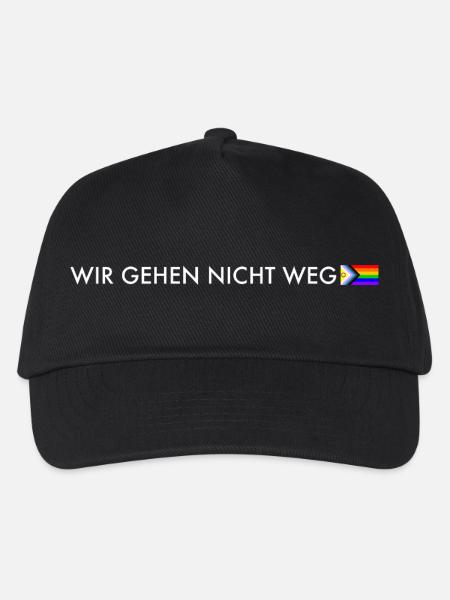 Wir gehen nicht weg – Progress Pride Statement - Kinder Basecap - Schwarz