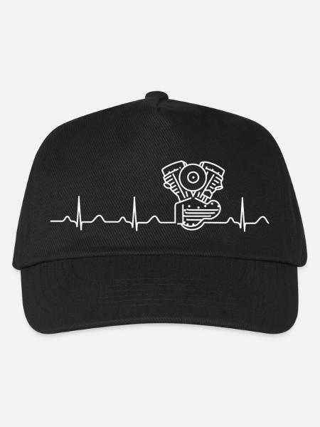 Panhead Heartbeat-Linie weiß - Kinder Basecap - Schwarz