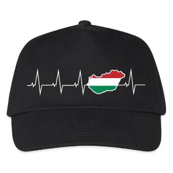 Ich liebe Ungarn - Herzschlag - Kinder Basecap - Schwarz - Vorne