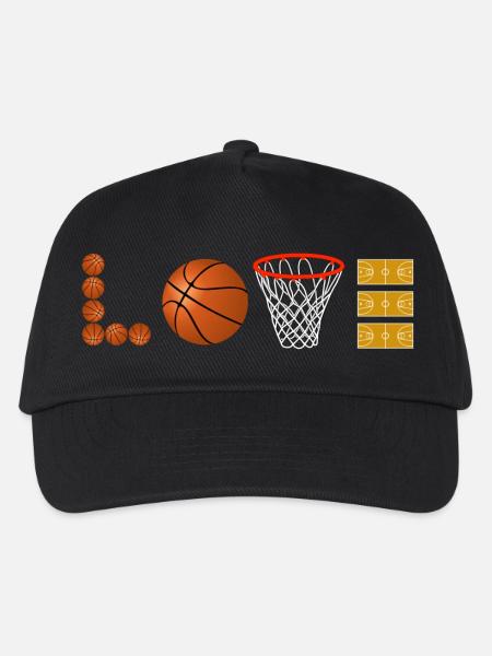 Love Basketball Sport Slamdunk Fan Ball Liebhaber - Kinder Basecap - Schwarz