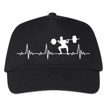 Squat bodybuilding rythme cardiaque pour haltères - Casquette de baseball Enfant - noir - Devant