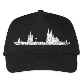 Stadt Köln Kölner Skyline (Vintage Weiß) - Kinder Basecap - Schwarz - Vorne