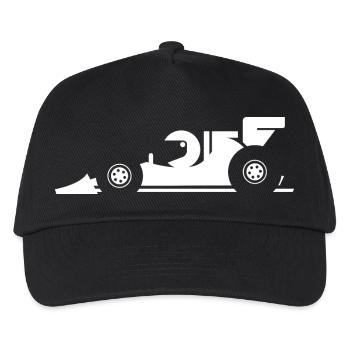 comic formula racing cartoon Rennauto Symbol - Kinder Basecap - Schwarz - Vorne