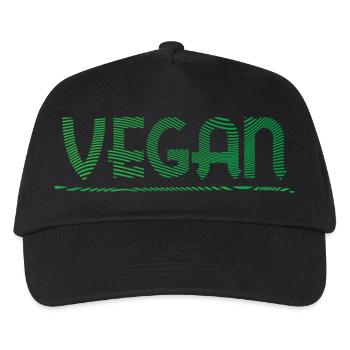 Vegan Schriftzug Grüne Linien - Kinder Basecap - Schwarz - Vorne
