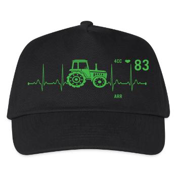 Herzschlag Traktor Landwirtschaft - Kinder Basecap - Schwarz - Vorne
