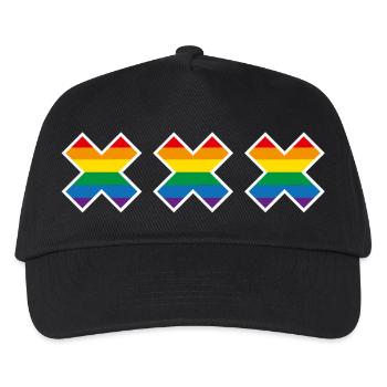 Amsterdam Pride Regenbogenflagge Andreaskreuz LGBT - Kinder Basecap - Schwarz - Vorne