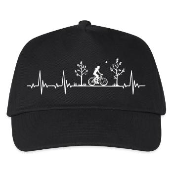 Radfahrerin Herzschlag mit Fahrrad Natur Geschenk - Kinder Basecap - Schwarz - Vorne